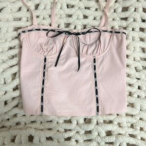 Pink Lace Trimmed Women's Top